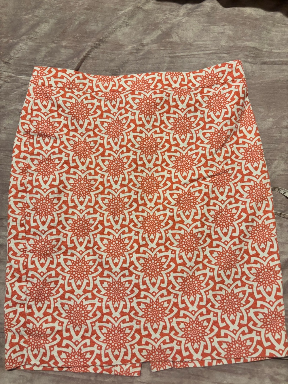 J.Crew Spring 2018 Classic Preppy Lined Pencil Skirt Orange/Cream 6